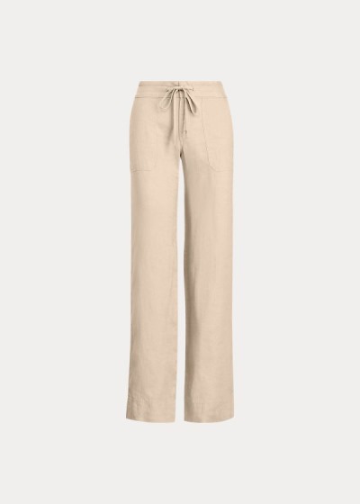 Pantalones Ralph Lauren Mujer Marrom - Linen Wide-Leg - SWVQZ1953